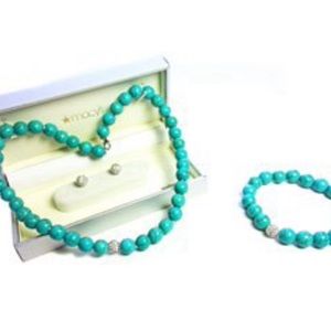 Sterling Silver crystal and turquoise necklace set